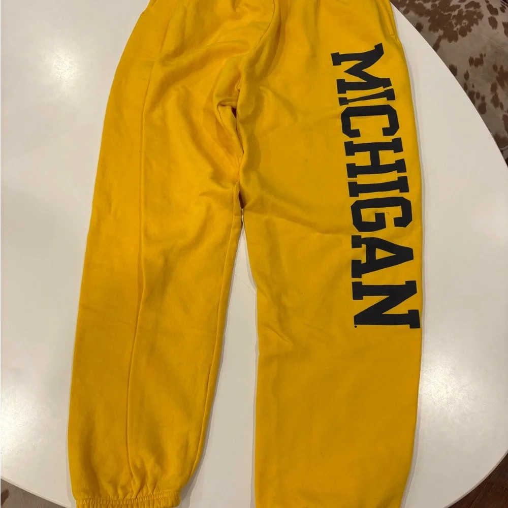 Champion Bright Yellow University of Michigan Athletic Sweatpants - Picture 2 of 4